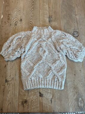Ulla Johnson Cream Cable Knit Short-Sleeve Turtleneck Sweater XS